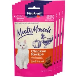 Vitakraft Meaty Morsels Chicken With Pumpkin Recipe Soft Cat Treats, 1.4-oz Pouch, Pack Of 4