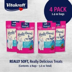 Vitakraft Meaty Morsels Chicken With Salmon Recipe Soft Cat Treats, 1.4-oz Pouch, Pack Of 4 -Furry Friends 347890 PT1. AC SS1800 V1666652355