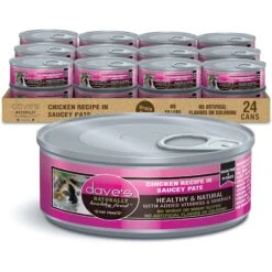 Dave's Pet Food Saucey Pate Chicken Recipe Wet Cat Food, 5.5-oz Can, Case Of 24