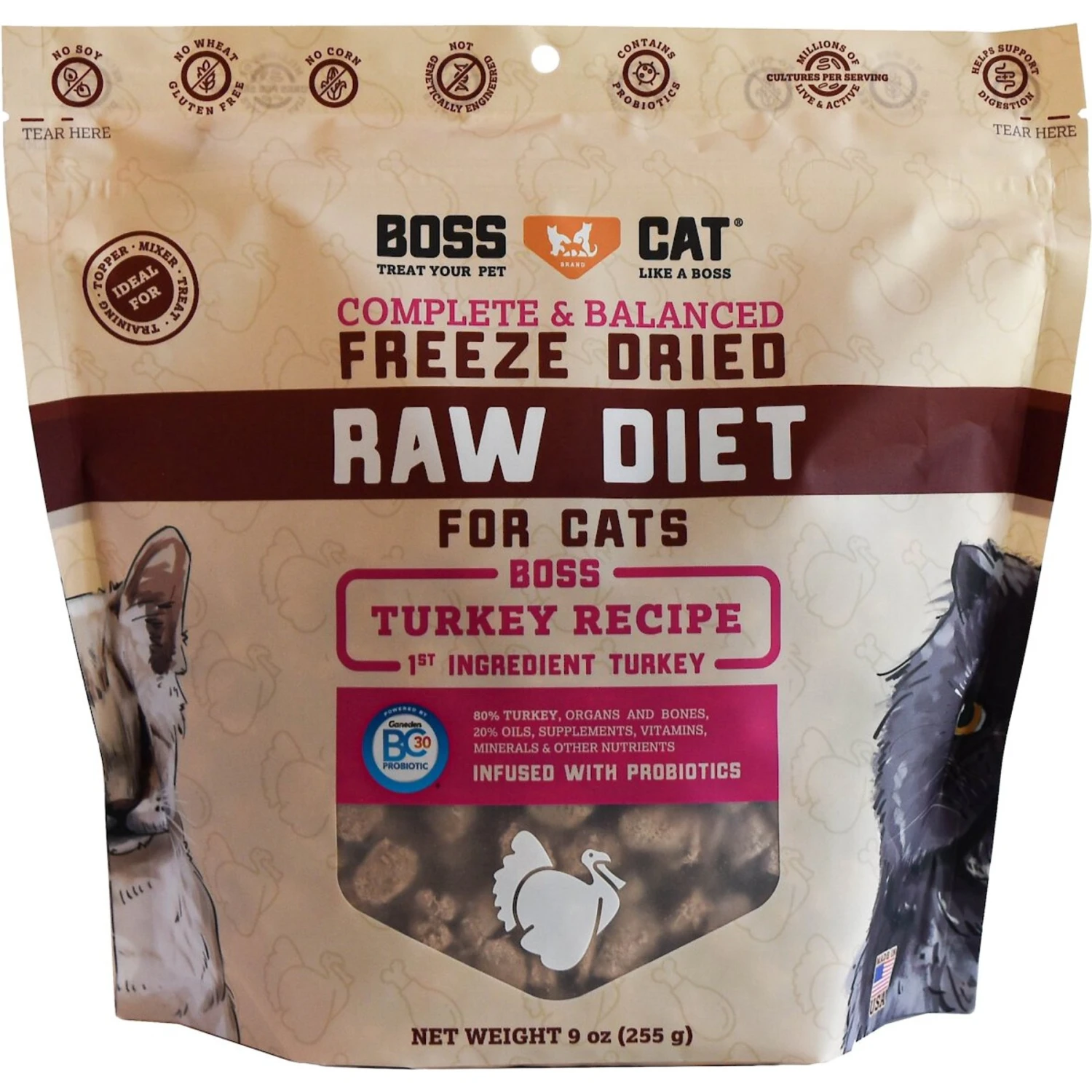 Boss Cat Complete & Balanced Raw Diet Turkey Recipe Freeze-Dried Cat Food, 9-oz Bag 3 Boss Cat Complete & Balanced Raw Diet Turkey Recipe Freeze-Dried Cat Food, 9-oz Bag