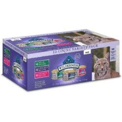Blue Buffalo Tastefuls Tuna, Chicken, Fish & Shrimp Entrées Variety Pack Flaked Wet Cat Food & Blue Buffalo Wilderness Pate Variety Pack Duck, Chicken & Salmon Grain-Free Cat Canned Food -Furry Friends 353336 PT5. AC SS1800 V1639531960