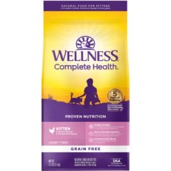 Wellness Complete Health Natural Grain-Free Deboned Chicken & Chicken Meal Dry Kitten Food & Wellness Complete Health Kitten Variety Pack Grain-Free Canned Cat Food, 3-oz, Case Of 12 -Furry Friends 353443 PT1. AC SS1800 V1639530685