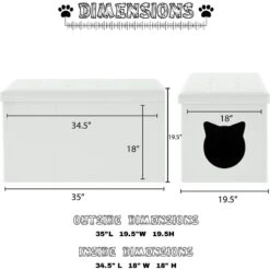 Sweet Barks Designer Enclosure Hidden Washroom Bench Ottoman Cat Litter Box -Furry Friends 354508 PT2. AC SS1800 V1640044595
