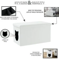 Sweet Barks Designer Enclosure Hidden Washroom Bench Ottoman Cat Litter Box -Furry Friends 354508 PT3. AC SS1800 V1640042528