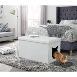 Sweet Barks Designer Enclosure Hidden Washroom Bench Ottoman Cat Litter Box -Furry Friends 354508 PT5. AC SS1800 V1640044043