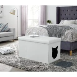 Sweet Barks Designer Enclosure Hidden Washroom Bench Ottoman Cat Litter Box -Furry Friends 354508 PT6. AC SS1800 V1640040397