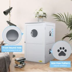 Coziwow By Jaxpety 2-Story Washroom House Cat Litter Box Enclosure -Furry Friends 355097 PT8. AC SS1800 V1665525710