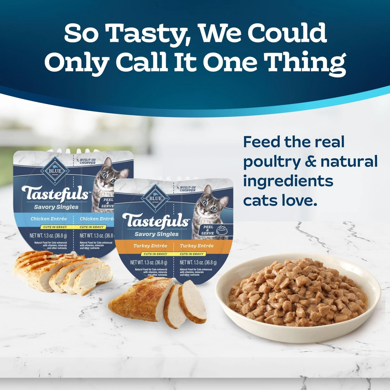 Blue Buffalo Tastefuls Savory Singles Chicken & Turkey Entrée Cat Food, 2.6-oz Cup, 24 Count 5 Blue Buffalo Tastefuls Savory Singles Chicken & Turkey Entrée Cat Food, 2.6-oz Cup, 24 Count - Image 3