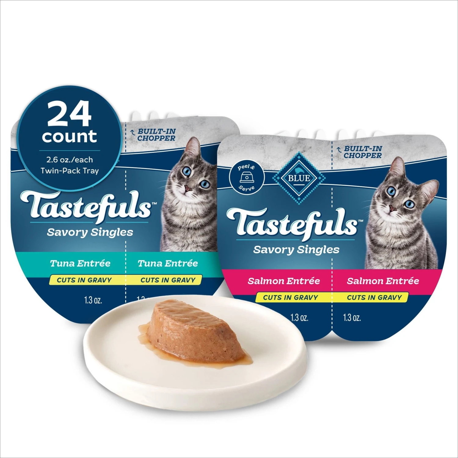 Blue Buffalo Tastefuls Savory Singles Salmon & Tuna Entrée Cat Food, 2.6-oz Cup, 24 Count 3 Blue Buffalo Tastefuls Savory Singles Salmon & Tuna Entrée Cat Food, 2.6-oz Cup, 24 Count