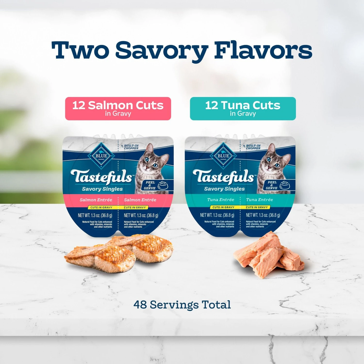 Blue Buffalo Tastefuls Savory Singles Salmon & Tuna Entrée Cat Food, 2.6-oz Cup, 24 Count 4 Blue Buffalo Tastefuls Savory Singles Salmon & Tuna Entrée Cat Food, 2.6-oz Cup, 24 Count - Image 2