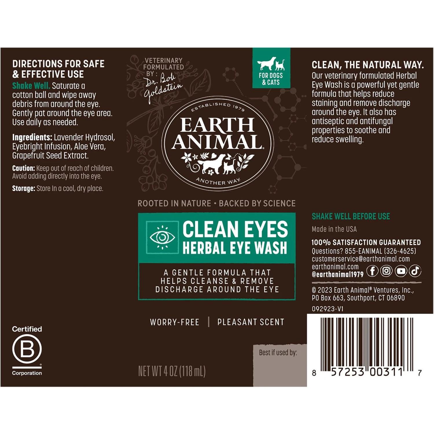 Earth Animal Natural Remedies Clean Eyes Herbal Eye Wash Cleanser For Dogs & Cats, 4-oz Bottle 5 Earth Animal Natural Remedies Clean Eyes Herbal Eye Wash Cleanser For Dogs & Cats, 4-oz Bottle - Image 3
