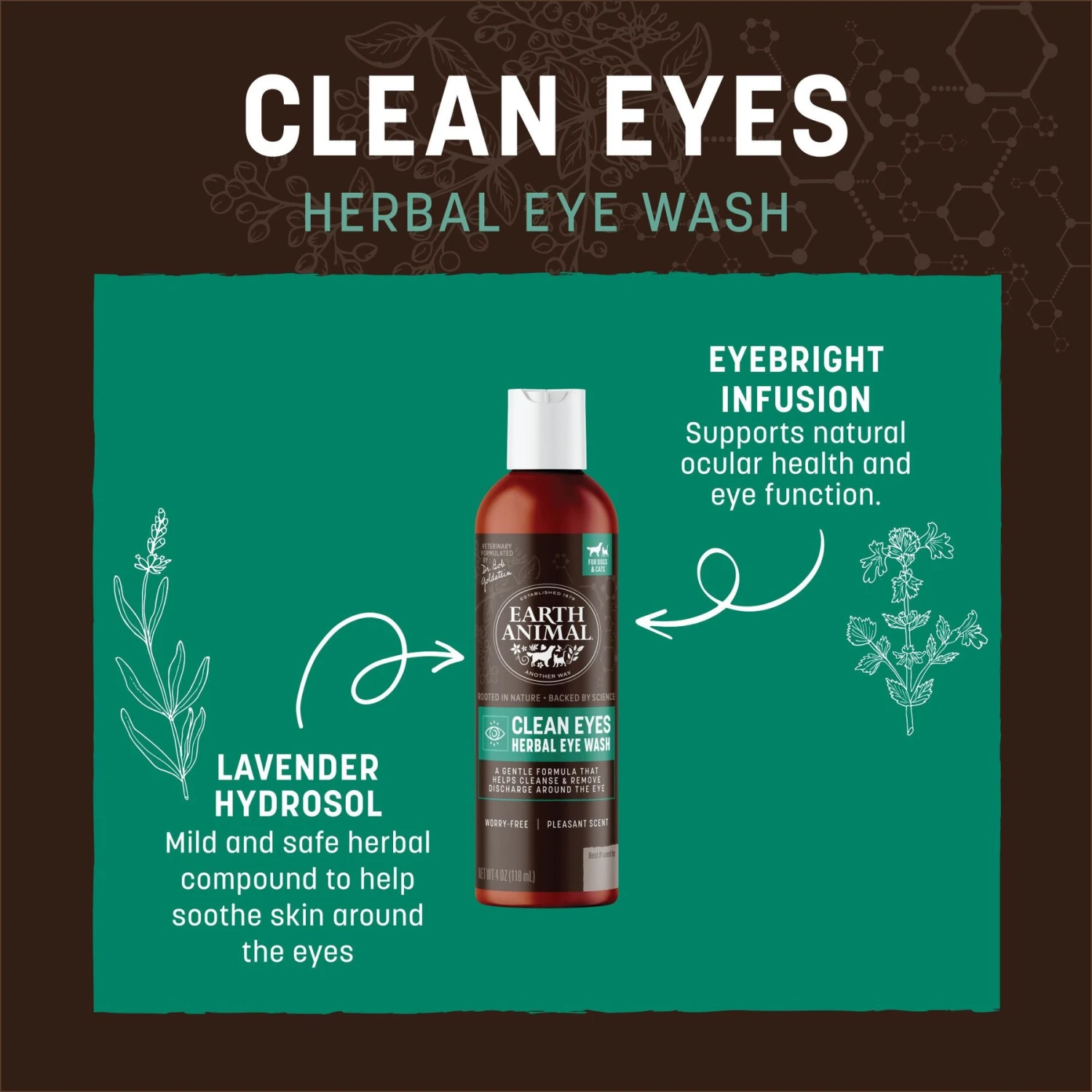 Earth Animal Natural Remedies Clean Eyes Herbal Eye Wash Cleanser For Dogs & Cats, 4-oz Bottle 7 Earth Animal Natural Remedies Clean Eyes Herbal Eye Wash Cleanser For Dogs & Cats, 4-oz Bottle - Image 5