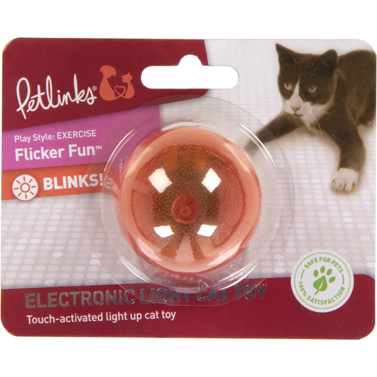 Petlinks Flicker Fun Electronic Light Ball Cat Toy, Green, Small 3 Petlinks Flicker Fun Electronic Light Ball Cat Toy, Green, Small
