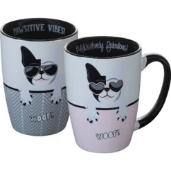 Furry Friends 19 Pounce + Fetch Sip Of Art Furry Friends Ceramic Coffee Mug Set, 15-oz, Style Varies