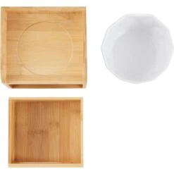 Frisco Elevated Non-Skid Ceramic Bowl & Bamboo Storage -Furry Friends 363379 PT2. AC SS1800 V1657657267