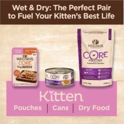 Wellness CORE Tiny Tasters Kitten Chicken Grain-Free Minced Wet Cat Food, 1.75-oz Pouch, Case Of 12 -Furry Friends 363913 PT4. AC SS1800 V1695832229