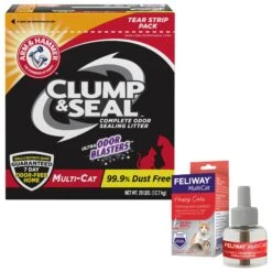 Feliway MultiCat Calming Diffuser Refill For Cats, 30 Day & Arm & Hammer Litter Clump & Seal Multi-Cat Scented Clumping Clay Cat Litter
