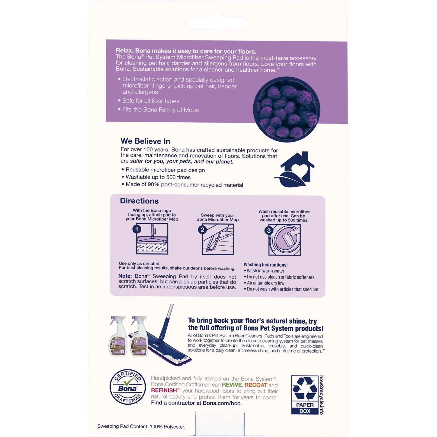 Bona Pet System Microfiber Sweeping Pad 4 Bona Pet System Microfiber Sweeping Pad - Image 2