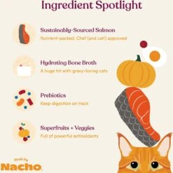 Made By Nacho Sustainably Caught Salmon Recipe Cuts In Gravy With Bone Broth Wet Cat Food 15 Made By Nacho Sustainably Caught Salmon Recipe Cuts In Gravy With Bone Broth Wet Cat Food -Furry Friends 369963 PT4. AC SS1800 V1699025548