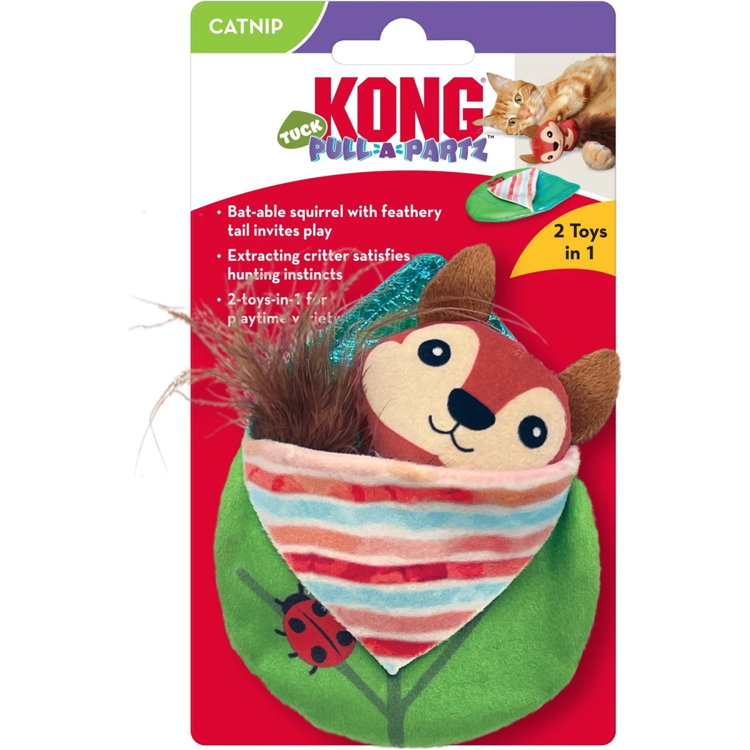KONG Pull-A-Partz Tuck 2 In 1 Catnip Cat Toy 4 KONG Pull-A-Partz Tuck 2 In 1 Catnip Cat Toy - Image 2
