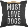 Mud Pie Jute Must Love Dogs H&le Pillow, Black -Furry Friends 371135 MAIN. AC SS1800 V1646265694