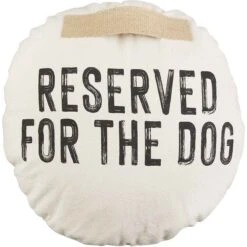 Mud Pie Reserved For The Dog Jute H&le Pillow, Tan