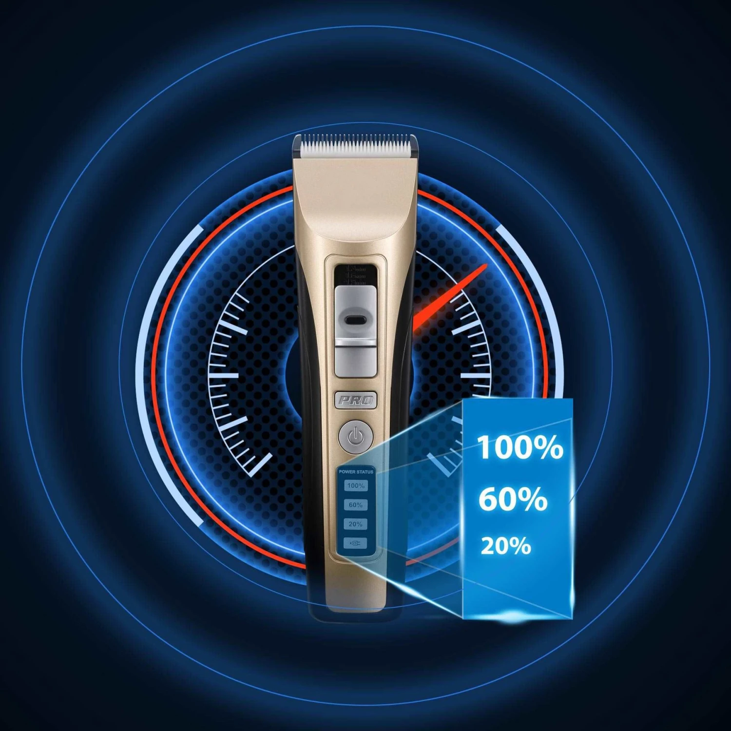 PATPET P930 Rechargeable Five-Level Speed Regulation Seat Pet Hair Grooming Clippers, Gold 7 PATPET P930 Rechargeable Five-Level Speed Regulation Seat Pet Hair Grooming Clippers, Gold - Image 5