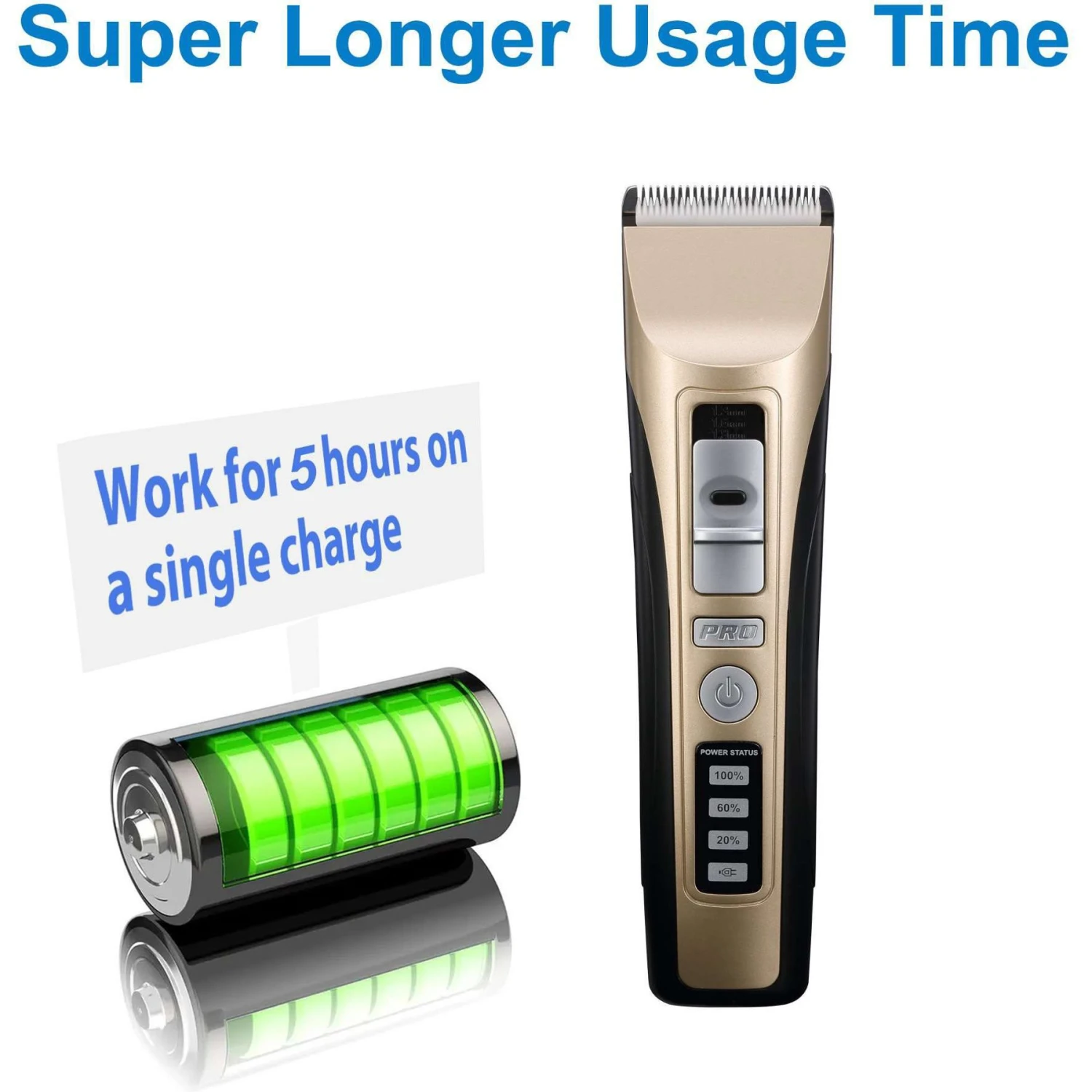 PATPET P930 Rechargeable Five-Level Speed Regulation Seat Pet Hair Grooming Clippers, Gold 8 PATPET P930 Rechargeable Five-Level Speed Regulation Seat Pet Hair Grooming Clippers, Gold - Image 6