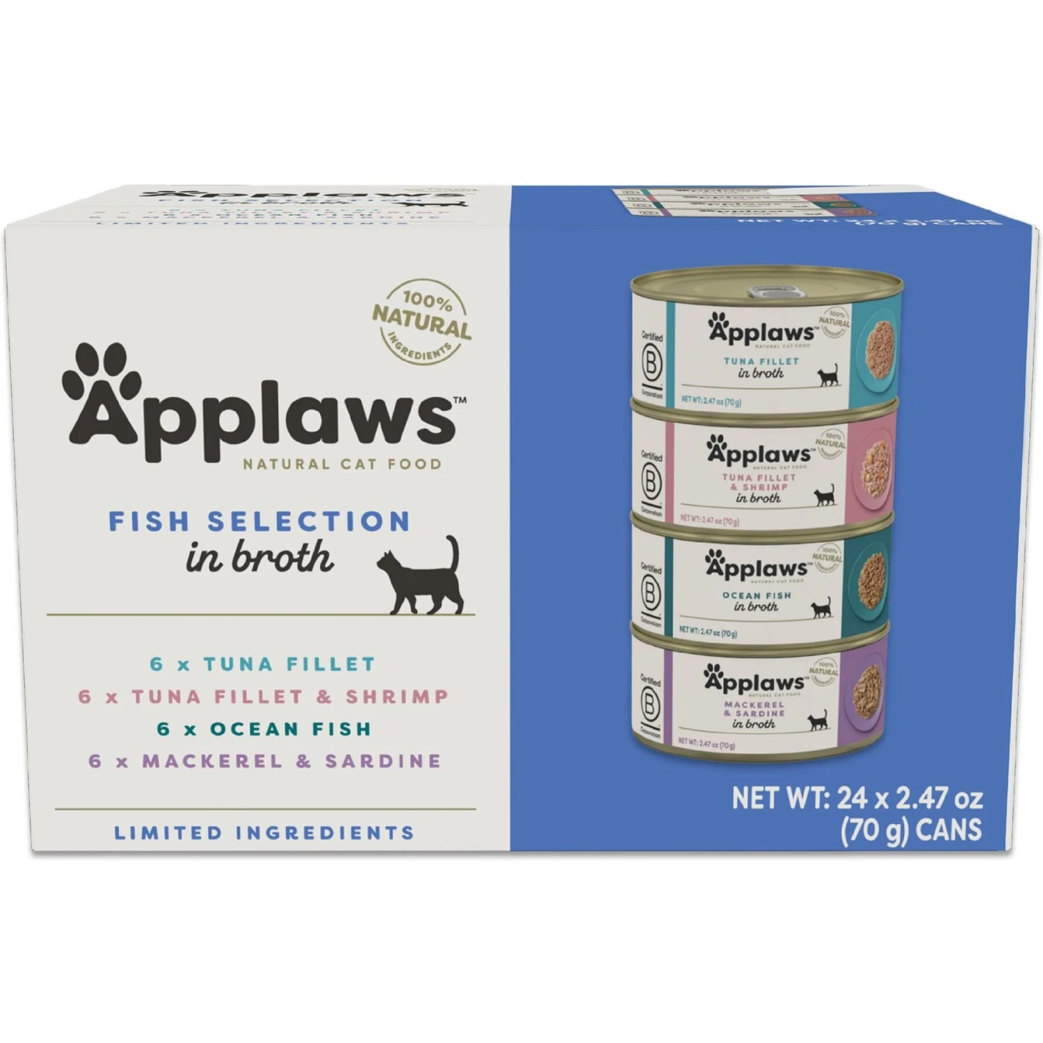 Applaws Fish Broth Variety Pack Wet Cat Food, 2.47-oz, Case Of 24 3 Applaws Fish Broth Variety Pack Wet Cat Food, 2.47-oz, Case Of 24