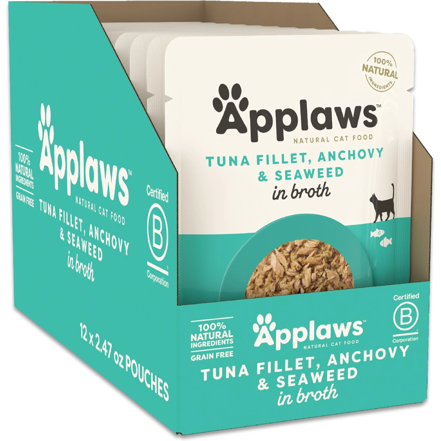 Applaws Tuna With Whole Anchovy & Seaweed Bits In Broth Wet Cat Food, 2.47-oz, Case Of 12 3 Applaws Tuna With Whole Anchovy & Seaweed Bits In Broth Wet Cat Food, 2.47-oz, Case Of 12