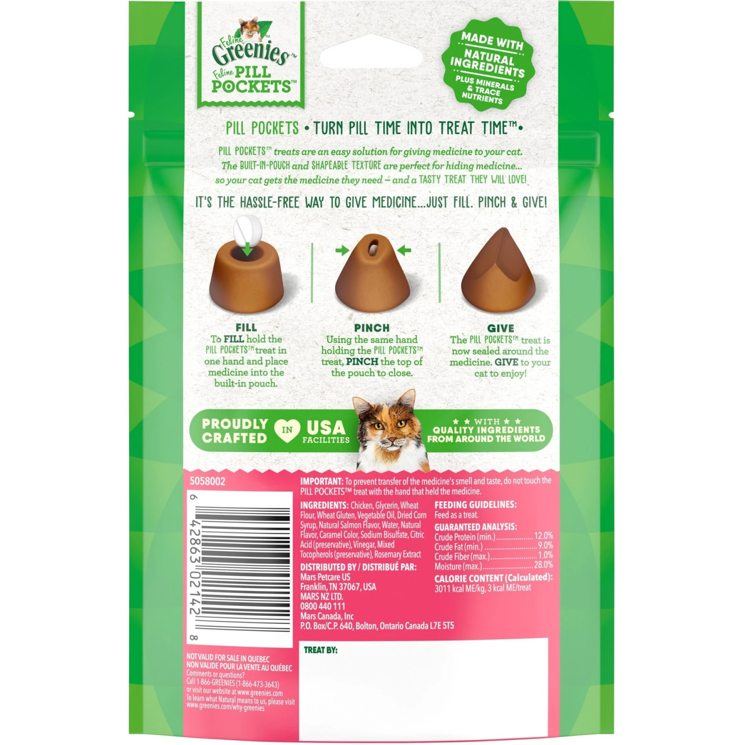 Greenies Pill Pockets Feline Natural Salmon Flavor Soft Adult Cat Treats 4 Greenies Pill Pockets Feline Natural Salmon Flavor Soft Adult Cat Treats - Image 2