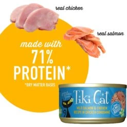 Tiki Cat Luau Wild Salmon & Chicken In Chicken Consomme Grain-Free Canned Cat Food -Furry Friends 49507 PT4. AC SS1800 V1702329474