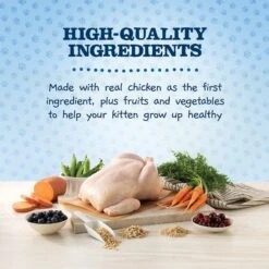 Blue Buffalo Baby Blue Healthy Growth Formula Natural Chicken & Brown Rice Recipe Kitten Dry Food & Blue Buffalo Baby Blue Savory Chicken Kitten Treats, 2-oz Bag -Furry Friends 501894 PT4. AC SS1800 V1648519898