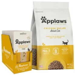Applaws Adult Complete Chicken Recipe With Country Vegetables Grain-Free Dry Cat Food & Applaws Loin Chicken Filet With Rosemary Grain-Free Cat Treats, 1.06-oz Loin, Case Of 12