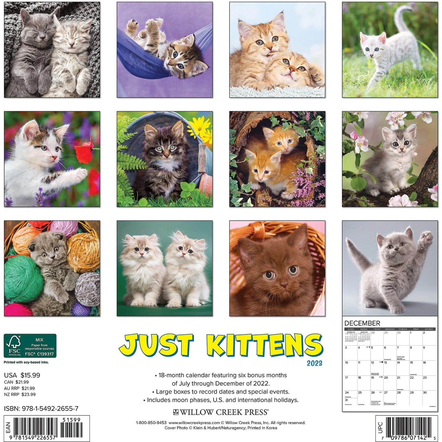 Just Kittens 2023 Wall Calendar 4 Just Kittens 2023 Wall Calendar - Image 2
