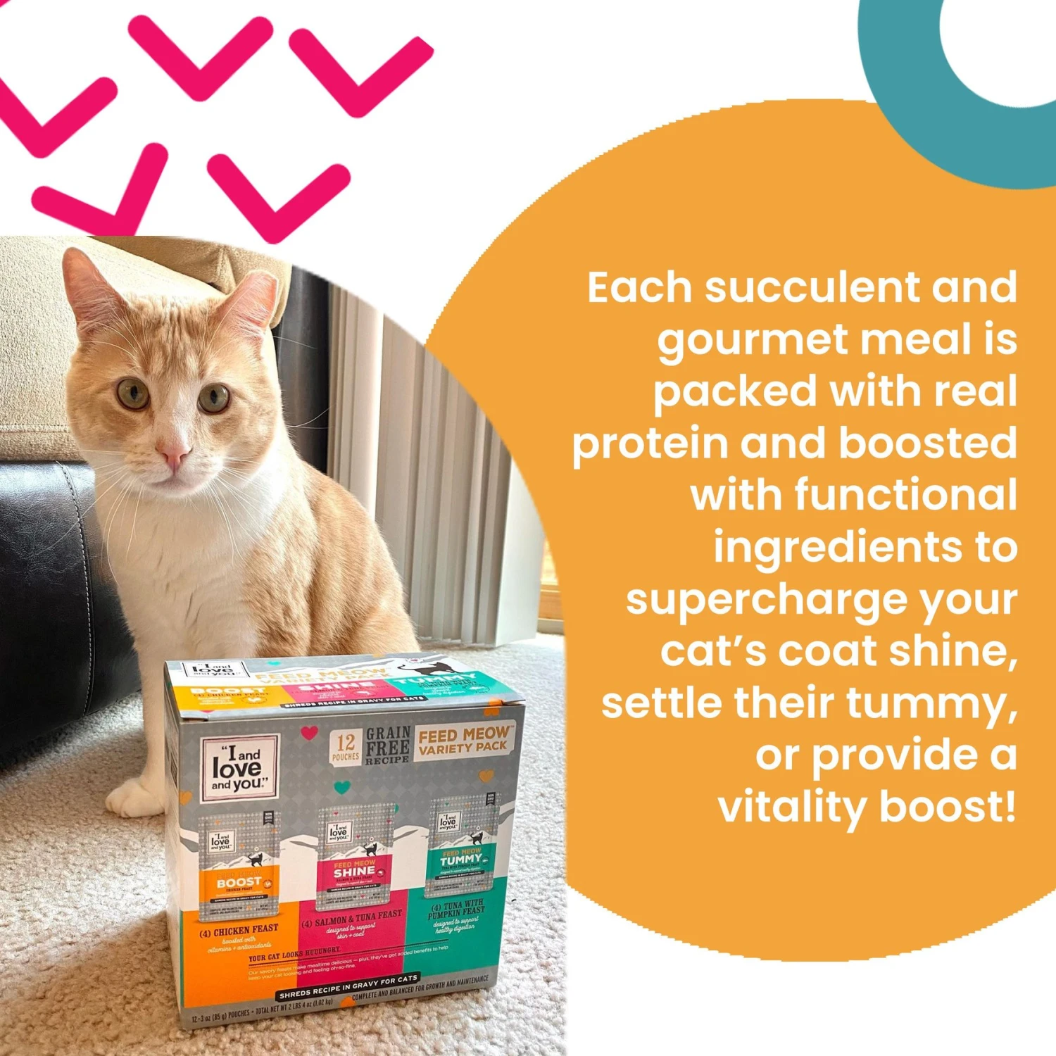 I And Love And You Feed Meow Shine Salmon & Tuna Grain-Free Chunks In Gravy Wet Cat Food, 3-oz Pouch, Case Of 24 5 I And Love And You Feed Meow Shine Salmon & Tuna Grain-Free Chunks In Gravy Wet Cat Food, 3-oz Pouch, Case Of 24 - Image 3