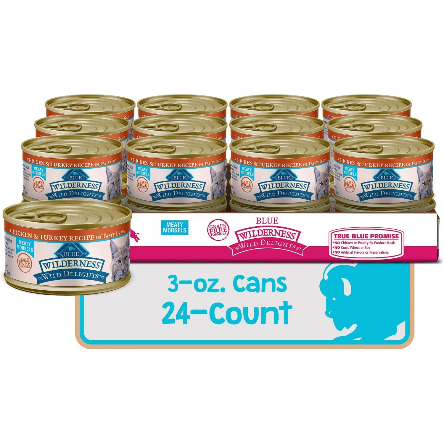 Blue Buffalo Wilderness Wild Delights Chicken & Turkey In Tasty Gravy Grain-Free Canned Cat Food 4 Blue Buffalo Wilderness Wild Delights Chicken & Turkey In Tasty Gravy Grain-Free Canned Cat Food - Image 2