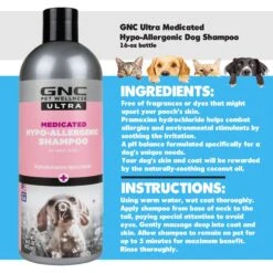 GNC Pets Ultra Medicated Hypo-Allergenic Dog Shampoo, 16-oz Bottle -Furry Friends 518926 PT1. AC SS1800 V1674141121