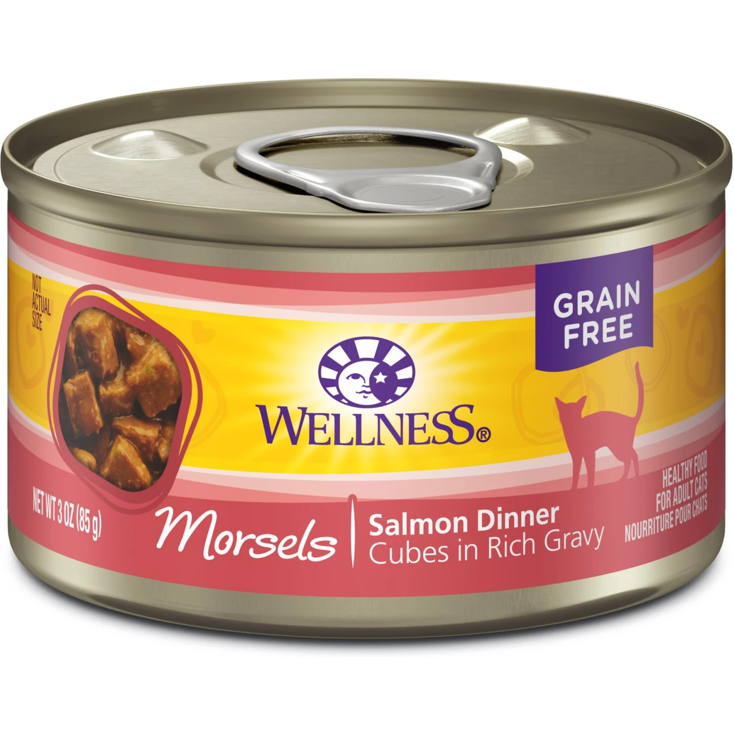 Wellness Cubed Salmon Dinner Morsels In Gravy Grain-Free Canned Cat Food 3 Wellness Cubed Salmon Dinner Morsels In Gravy Grain-Free Canned Cat Food