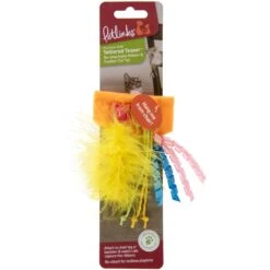 Petlinks Tethered Teaser Re-attachable Ribbon & Feather Cat Toy, Multi Color, Large -Furry Friends 531526 PT4. AC SS1800 V1652770962