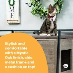 Whisker Litter Box Bench Cat Furniture, Gray, Large -Furry Friends 532078 PT4. AC SS1800 V1652396505