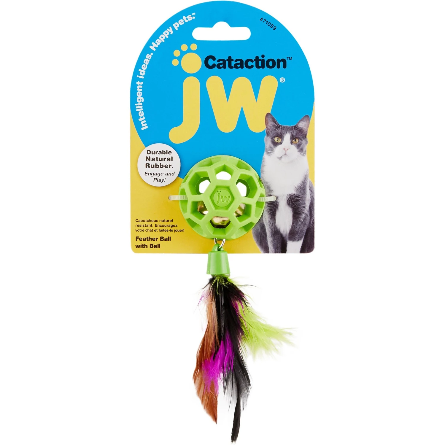 JW Pet Cataction Feather Ball With Bell Cat Toy 4 JW Pet Cataction Feather Ball With Bell Cat Toy - Image 2