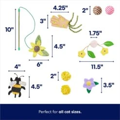 Frisco Spring Plush, Teaser, Ball & Tunnel Variety Pack Cat Toy With Catnip, 10 Count -Furry Friends 541590 PT2. AC SS1800 V1672936931