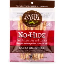 Earth Animal No-Hide Stix Long Lasting Natural Rawhide Alternative Beef Recipe Chew Dog & Cat Treat Sticks + 2 Items -Furry Friends 546886 PT4. AC SS1800 V1698093459