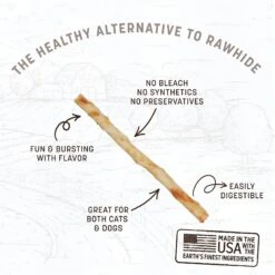 Earth Animal No-Hide Stix Long Lasting Natural Rawhide Alternative Beef Recipe Chew Dog & Cat Treat Sticks + 2 Items -Furry Friends 546886 PT6. AC SS1800 V1698091922