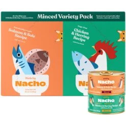 Made By Nacho Chicken, Herring & Salmon Variety Pack Minced Wet Cat Food, 3-oz Can, Case Of 12
