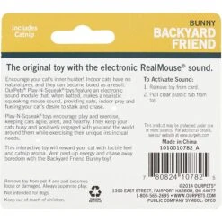 OurPets Backyard Squeaking Bunny Cat Toy -Furry Friends 55742 PT3. AC SS1800 V1526316433