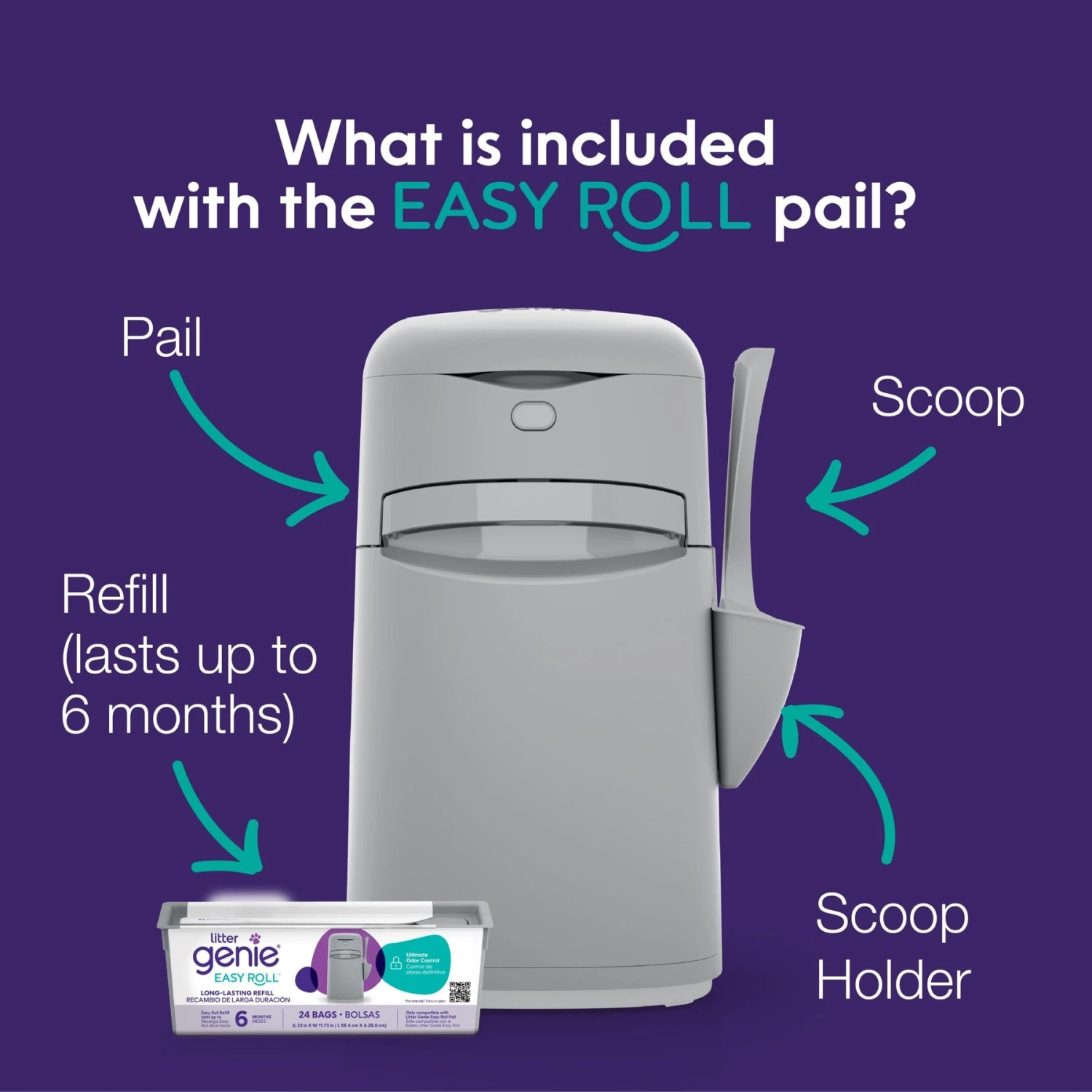 Litter Genie Easy Roll Pail Cat Litter Disposal 4 Litter Genie Easy Roll Pail Cat Litter Disposal - Image 2