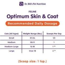 Dr. Bill's Pet Nutrition Feline Optimum Skin & Coat Cat Supplement, 180-gm Pouch -Furry Friends 577510 PT5. AC SS1800 V1673976561