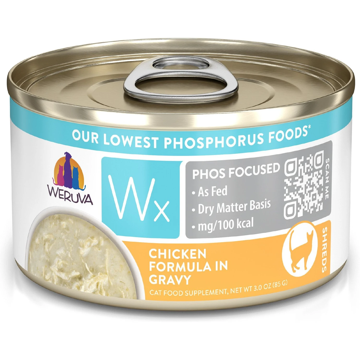 Weruva Wx Phos Focused Chicken Formula In Gravy Grain-Free Wet Cat Food, 3-oz Can, Case Of 12 3 Weruva Wx Phos Focused Chicken Formula In Gravy Grain-Free Wet Cat Food, 3-oz Can, Case Of 12